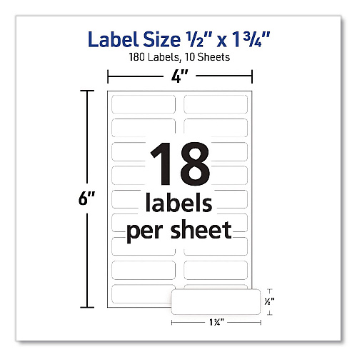 Avery No-Iron Fabric Labels, Handwrite Only, 0.5 x 1.75, White, 18/Sheet, 10 Sheets/Pack (40721)