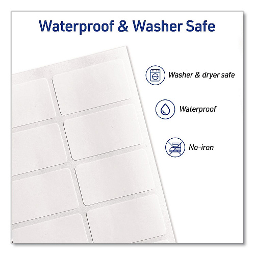 Avery No-Iron Fabric Labels, Handwrite Only, 1 x 1.75, White, 10/Sheet, 10 Sheets/Pack (40723)
