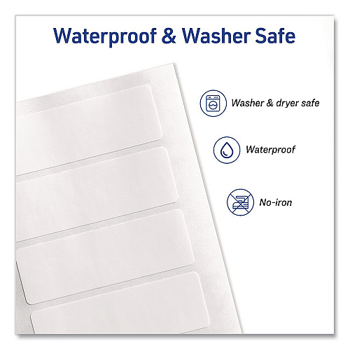 Avery No-Iron Fabric Labels, Handwrite Only, 1 x 3, White, 5/Sheet, 10 Sheets/Pack (40725)