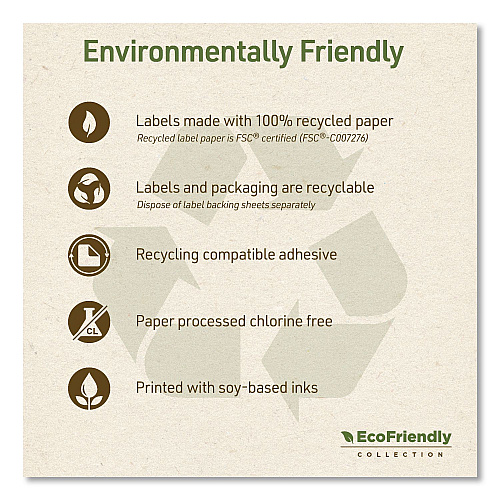 Avery EcoFriendly Recycled Return Address Labels, Inkjet/Laser, 0.66 x 1.75, White, 60/Sheet, 10 Sheets/Pack (48806)