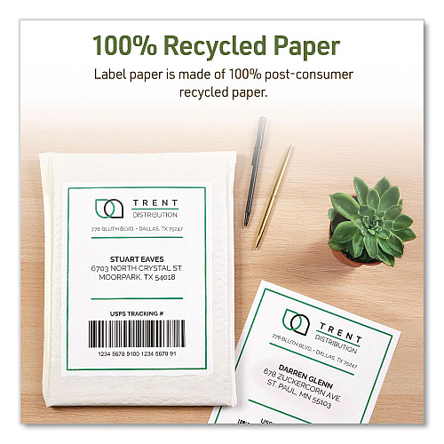 Avery EcoFriendly Recycled Shipping Labels, Inkjet/Laser, 5.5 x 8.5, White, 2/Sheet, 10 Sheets/Pack (48808)