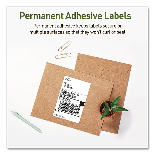 Avery EcoFriendly Recycled Shipping Labels, Inkjet/Laser, 5.5 x 8.5, White, 2/Sheet, 10 Sheets/Pack (48808)