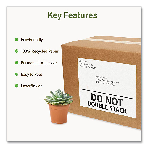 Avery EcoFriendly Recycled Shipping Labels, Inkjet/Laser, 8.5 x 11, White, 1/Sheet, 10/Pack (48809)