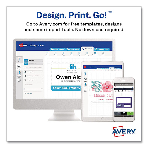 Avery Pin-Style Badge Holder with Laser/Inkjet Insert, Top Load, 3.5 x 2.25, White, 24/Pack (74652PK)