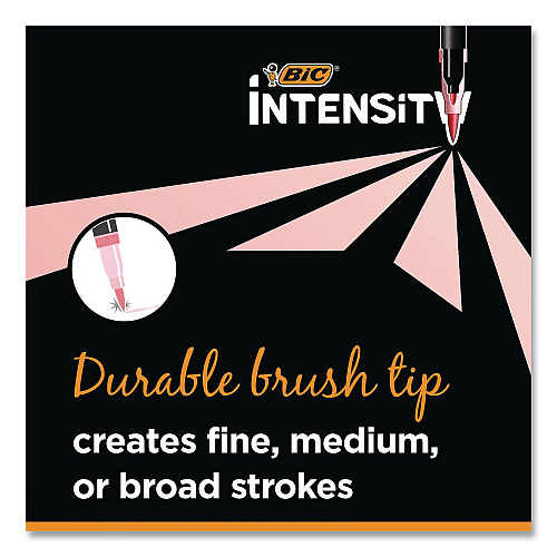 BIC Intensity Fineliner Dual Tip Felt Pen, Stick, Fine 0.7 mm Bullet, Variable Brush, Assorted Pastel Ink/Barrel Colors, 6/Pack (FPPDT6AST)