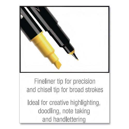 BIC Intensity Dual-Tip Highlighters, Assorted Ink Colors, Chisel/Needle Tips, Black Barrel, 6/Pack (HLPDT6AST)