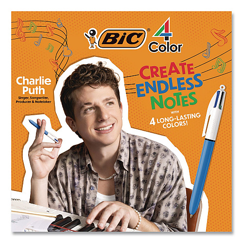 BIC 4-Color Smooth Multi-Color Ballpoint Pen, Retractable, Medium 1 mm, Black/Blue/Purple/Red Ink, Assorted Barrel Colors, 2/Pack (MMSGP2AST)