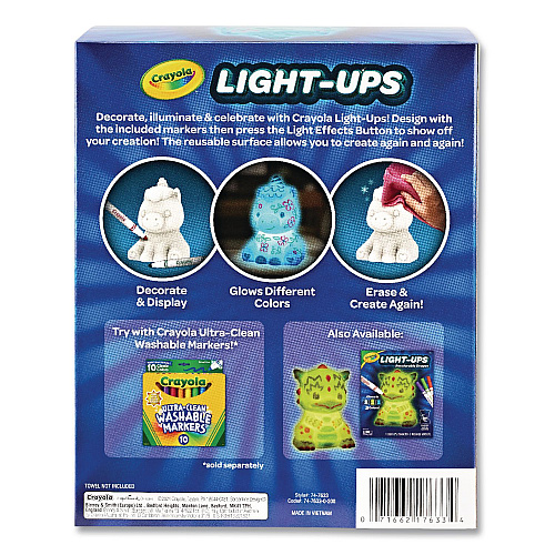 Crayola Light Ups Recolorable Unicorn with (3) Ultra-Clean Washable Markers, Ages 4 and Up, 4 Pieces (747633)