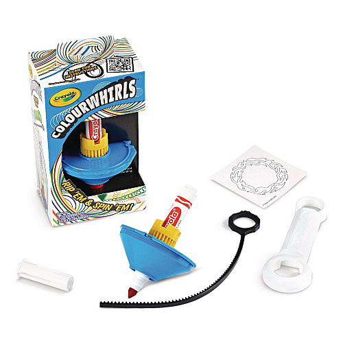 Crayola Colourwhirls Toy with (1) Rip-Cord Spinner and (1) Ultra-Clean Washable Marker, Ages 6 and Up, 4 Pieces (747645)