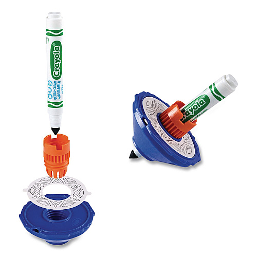 Crayola Colourwhirls Toy with (1) Rip-Cord Spinner and (1) Ultra-Clean Washable Marker, Ages 6 and Up, 4 Pieces (747645)