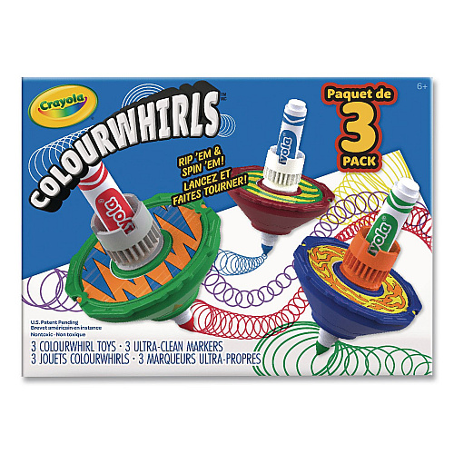 Crayola Colourwhirls Toy with (3) Rip-Cord Spinners and (3) Ultra-Clean Washable Markers, Ages 6 and Up, 12 Pieces (747647)