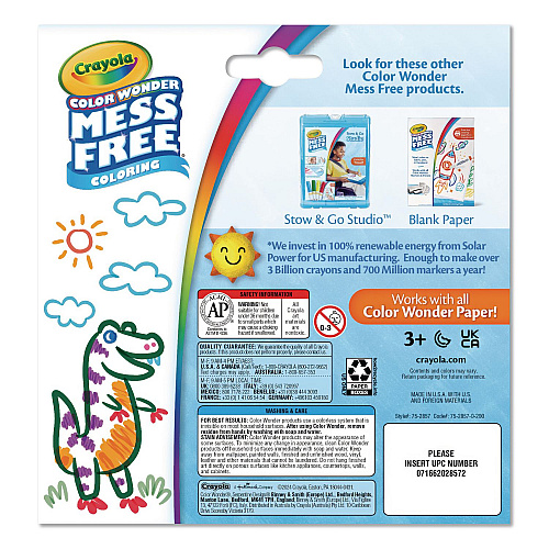 Crayola Color Wonder Mess-Free Markers, Broad Bullet Tips, Assorted Colors, 20/Pack (752857)