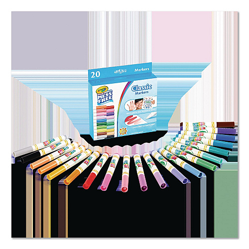 Crayola Color Wonder Mess-Free Markers, Broad Bullet Tips, Assorted Colors, 20/Pack (752857)