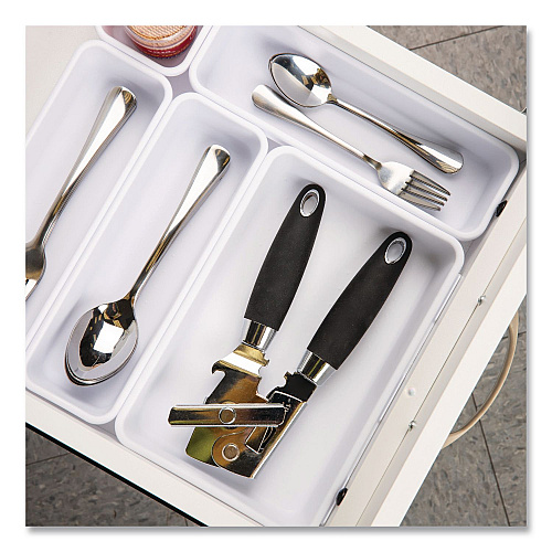 Mind Reader Eight-Piece Plastic Drawer Organizer, White (8INTBOXWHT)