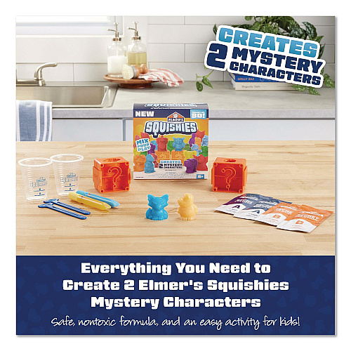 Elmer's Squishies Kids' Activity Kit with (2) Mystery Character Molds, Ages 6 and Up, 12 Pieces (2176574)