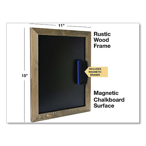 Excello Global Products Magnetic Tabletop Chalkboard, Black Surface, Brown Wood Frame, 11 x 15 (EGPHD0100S)