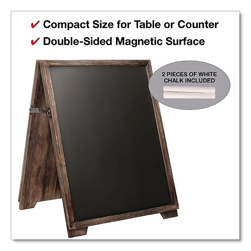 Excello Global Products Desktop A-Frame Chalkboard, Black Surface, Brown Wood Frame, 13 x 14.5 x 17 (EGPHD0547)