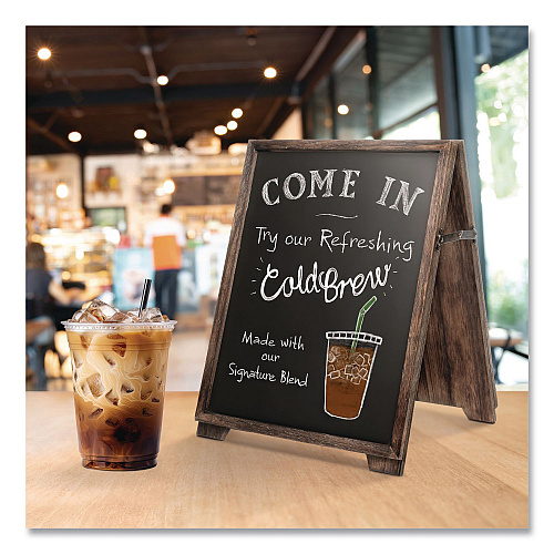 Excello Global Products Desktop A-Frame Chalkboard, Black Surface, Brown Wood Frame, 13 x 14.5 x 17 (EGPHD0547)