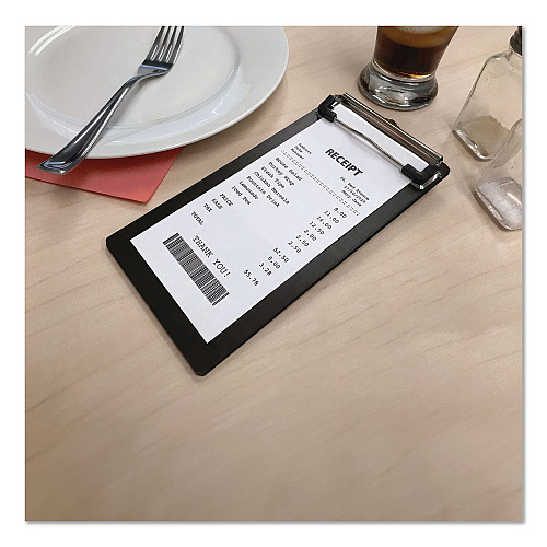 Excello Global Products Check/Menu Holder, 4 x 8.1, Dark Woodgrain/Silver (MENU4X8CB)