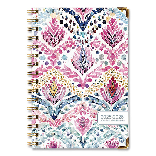 Global Printed Products Boho Ikat Academic Year Weekly/Monthly Planner, Floral Artwork, 8 x 5.5, Multicolor Cover, 14-Month: June 2025 to July 2026 (NAD265883)