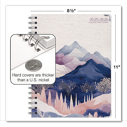 Global Printed Products Pastel Mountains Academic Year Weekly/Monthly Planner, 11 x 8.5, Multicolor Cover, 14-Month: June 2025 to July 2026 (NAD26851160)