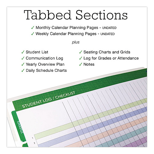 Global Printed Products Deluxe Spring Floral Undated Weekly/Monthly Teacher's Lesson Planner, 7 Classes, Multicolor Cover, 11 x 8.5, 52-Week Span (NADUNDTP30)