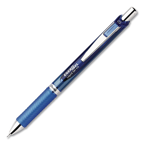 Pentel EnerGel RTX Deluxe Gel Pen, Retractable, Fine 0.5 mm, Blue Ink, Blue Barrel, Dozen (BLN75CDZ)