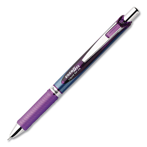 Pentel EnerGel RTX Deluxe Gel Pen, Retractable, Medium 0.7 mm, Violet Ink, Violet/Blue Barrel, Dozen (BLN77VDZ)