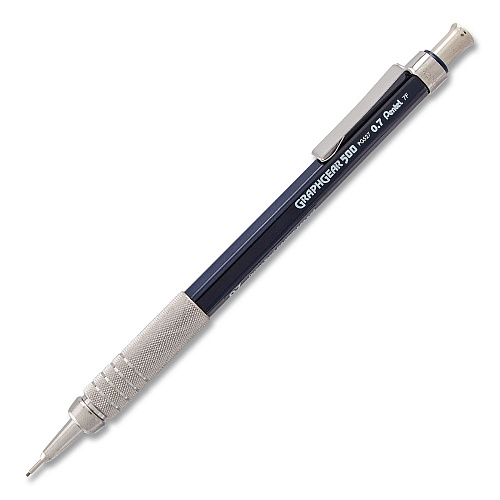 Pentel GraphGear 500 Mechanical Drafting Pencil, 0.7 mm, HB (#2), Black Lead, Black/Silver Barrel (PG527LEBPEA)