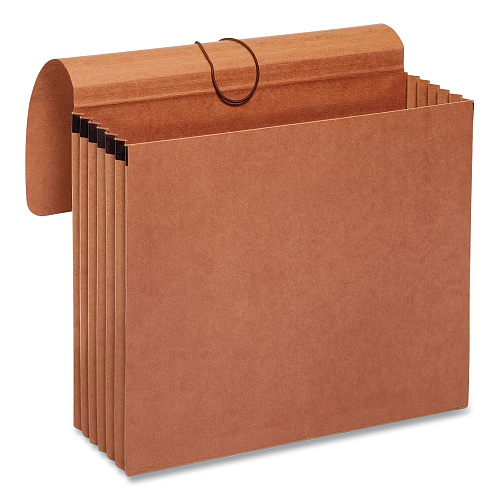Pendaflex Moisture-Resistant Expanding Wallet, 5.25" Expansion, 1 Section, Elastic Band Closure, Letter Size, Brown, 10/Box (1073GOX)