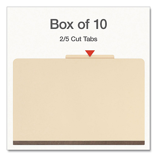 Pendaflex Manila Top Tab Classification Folders, 2/5-Cut Tab, Expands 1.75", 1 Divider, 4 Fasteners, Legal Size, Manila, 10/Box (98621P)