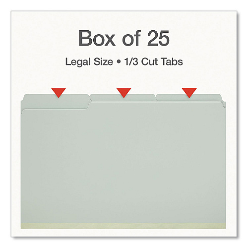 Pendaflex Recycled Colored File Folders, 1/3-Cut Tabs: Assorted, Legal Size, 1" Expansion, Light Green, 25/Box (1006934)