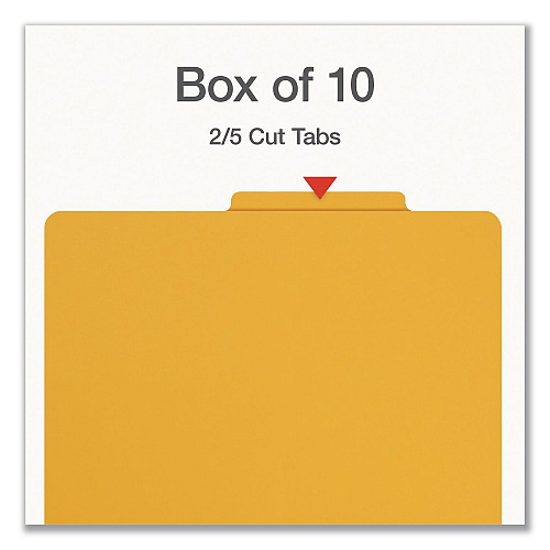 Pendaflex Heavy-Duty Pressboard Classification Folder, Expands 2", 2 Full-Pocket Dividers, 6 Fasteners, Letter Size, Yellow, 10/Box (1006942)