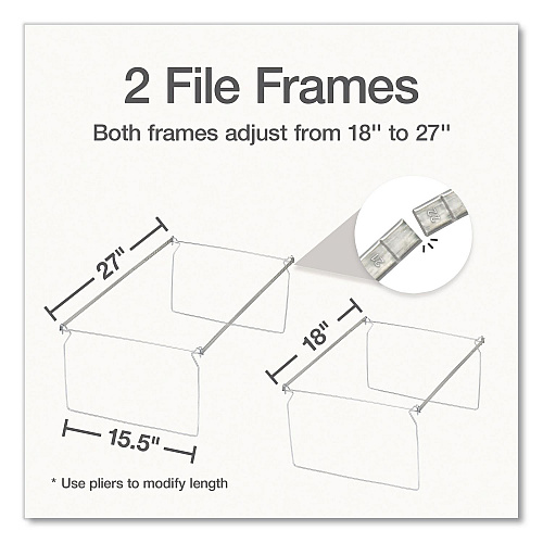 Pendaflex Hanging File Frame, Legal Size, 18" to 27" Long, Gray, 2/Pack (1006954)