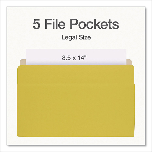 Pendaflex Colored File Pockets, 3.5" Expansion, Legal Size, Assorted Colors, 5/Pack (1006956)