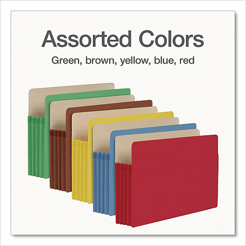 Pendaflex Colored File Pockets, 3.5" Expansion, Legal Size, Assorted Colors, 5/Pack (1006956)