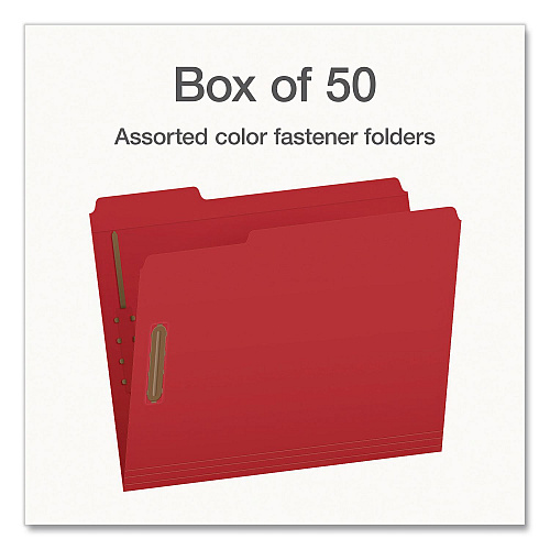 Pendaflex Heavy-Duty Fastener Folder, 1/3-Cut Tab: Assorted, Expands 0.75", 2 Fasteners, Letter Size, Assorted, 50/Box (1006957)
