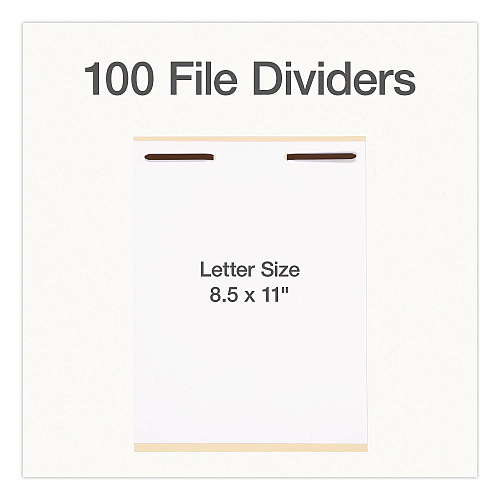 Pendaflex File Divider Set, End Tab: Straight, 1 Fastener, Letter Size, Manila, 100/Box (1006978)