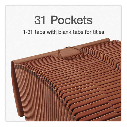 Pendaflex Heavy-Duty Expanding File, Numeric Index, 3.75" Expansion, 31 Sections, Elastic Band Closure, 1/3-Cut Tabs, Legal Size, Brown (1006982)