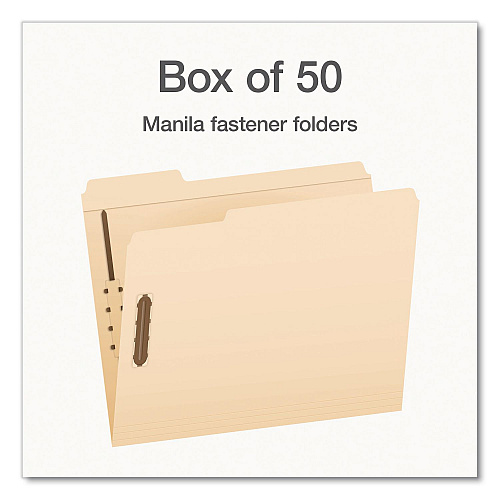 Pendaflex Heavy-Duty Fastener Folder, 1/3-Cut Tab: Assorted, Expands 0.75", 2 Fasteners, Letter Size, Manila, 50/Box (1006994)