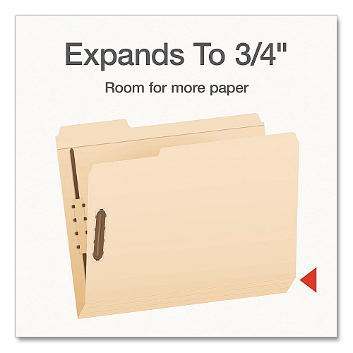 Pendaflex Heavy-Duty Fastener Folder, 1/3-Cut Tab: Assorted, Expands 0.75", 2 Fasteners, Letter Size, Manila, 50/Box (1006994)