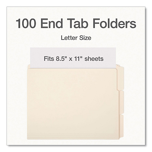 Pendaflex Manila End Tab Folders, 1/3-Cut Tabs: Assorted, Letter Size, 0.75" Expansion, Manila, 100/Box (1007001)