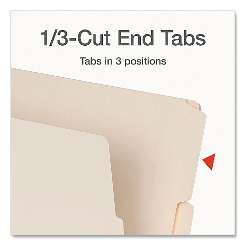 Pendaflex Manila End Tab Folders, 1/3-Cut Tabs: Assorted, Letter Size, 0.75" Expansion, Manila, 100/Box (1007001)