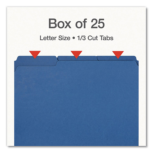 Pendaflex Recycled Colored File Folders, 1/3-Cut Tabs: Assorted, Letter Size, 1" Expansion, Dark Blue, 25/Box (1007008)