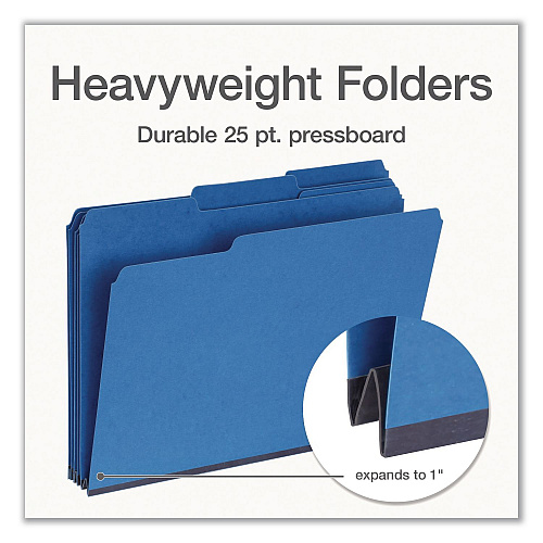 Pendaflex Recycled Colored File Folders, 1/3-Cut Tabs: Assorted, Letter Size, 1" Expansion, Dark Blue, 25/Box (1007008)