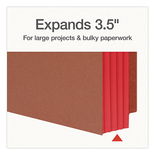 Pendaflex End Tab File Pocket, Red Gusset, 3.5" Expansion Letter Size, Brown/Red, 10/Box (1007024)