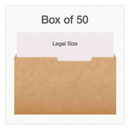 Pendaflex Kraft File Folders, 2/5-Cut Tabs: Right of Center, Legal Size, 0.75" Expansion, Kraft, 50/Box (1007042)