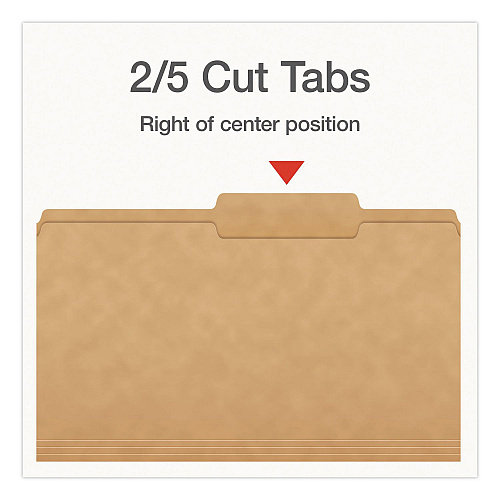 Pendaflex Kraft File Folders, 2/5-Cut Tabs: Right of Center, Legal Size, 0.75" Expansion, Kraft, 50/Box (1007042)