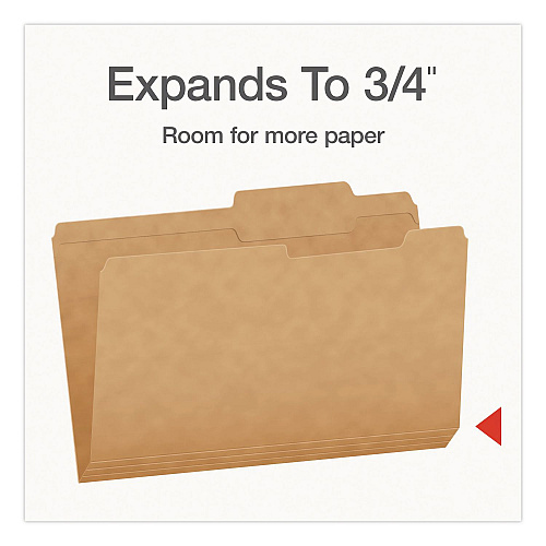 Pendaflex Kraft File Folders, 2/5-Cut Tabs: Right of Center, Legal Size, 0.75" Expansion, Kraft, 50/Box (1007042)