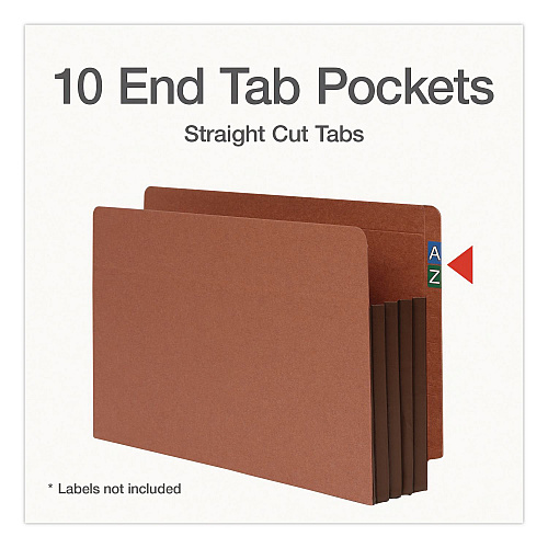 Pendaflex End Tab File Pocket, Dark Brown Gusset, 3.5" Expansion, Legal Size, Brown/Dark Brown, 10/Box (1007049)